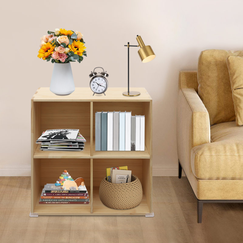 Solid Wood Bookcase Floorstanding Bookshelf Wooden Bookcase, Brown, (2 Shelves) 23.62"H x 23.62"W x 1.81"D