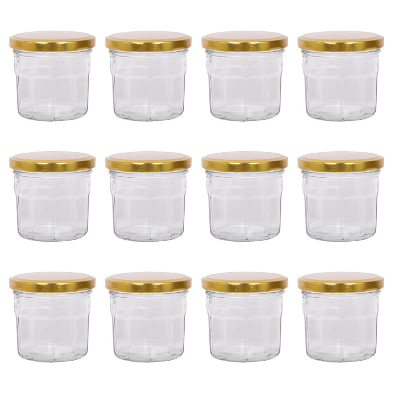 Argon Tableware  Glass Preserving Jars, 130ml, Gold