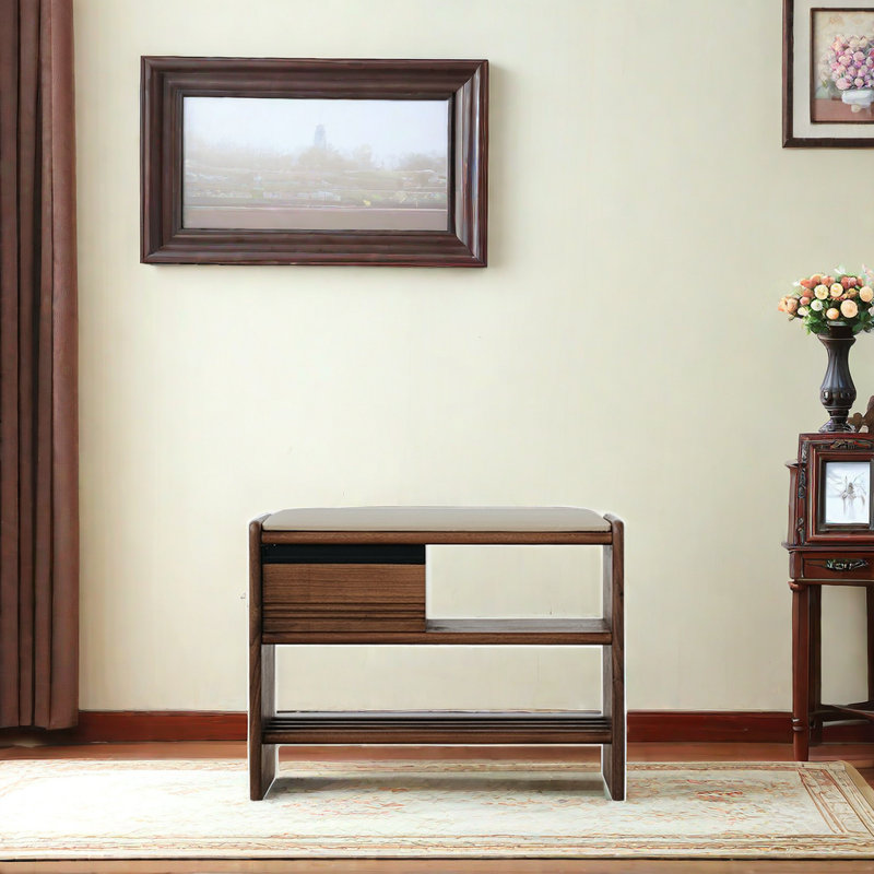 4 Pair Shoe Storage Bench, Gray