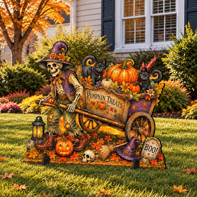 Décoration citrouille d'Halloween en bois de citrouille