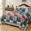  Ensemble de courtepointe à motif floral en coton rouge / bleu-88427664