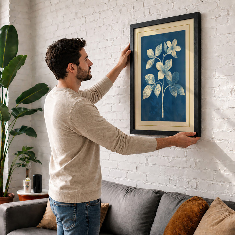 Pale Blossom Study Botanical - Print, Walnut, A3 - 42.0 x 29.7 cm