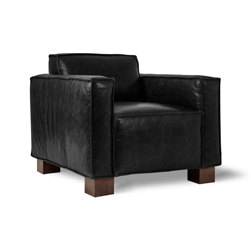 Chaise Cabot, Cuir noir selle