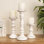Ensemble de porte-bougie en bois de manguier 12 po 12 po - Ensemble rustique 3 pièces pour bougies DEL