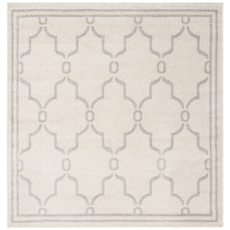 Tapis géométrique ivoire / gris clair Ammundsen, Carré 5 pi