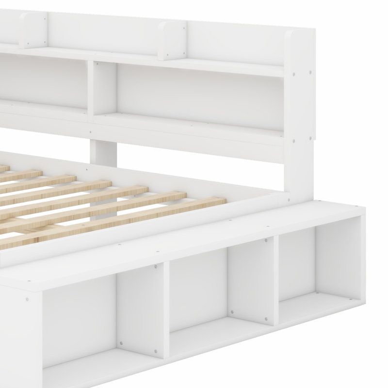 Stylish Daybed with Storage Shelves, Shoe Storage Cabinet and USB Charging Ports, White