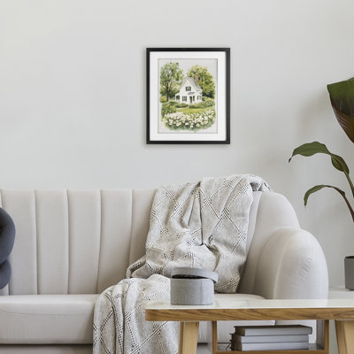 Quaint Countryside Cottage Garden Framed Print Under Glass, design by Lettered and Lined