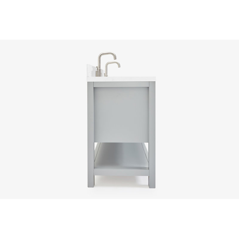 ARIEL Magnolia 72 Double Bathroom Vanity with Top, Gray, Oval