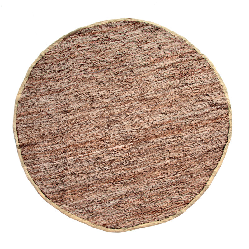 Rodeo Collection 95% Leather / 5% Cotton Reversible Area Rug, Round 4'9"