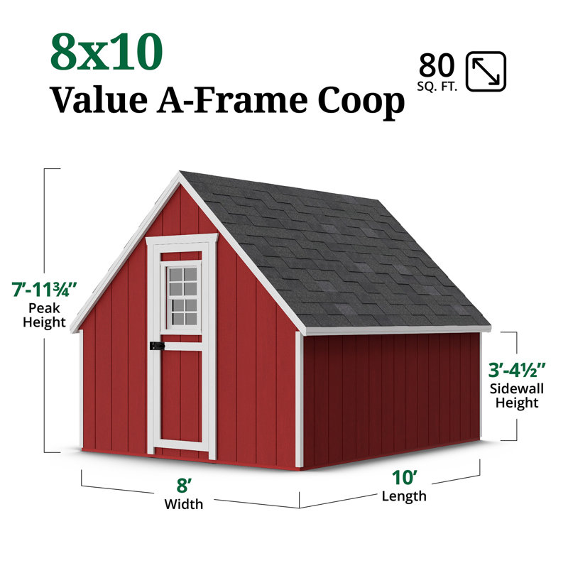 Red and White A-Frame Wooden Chicken Coop Kit