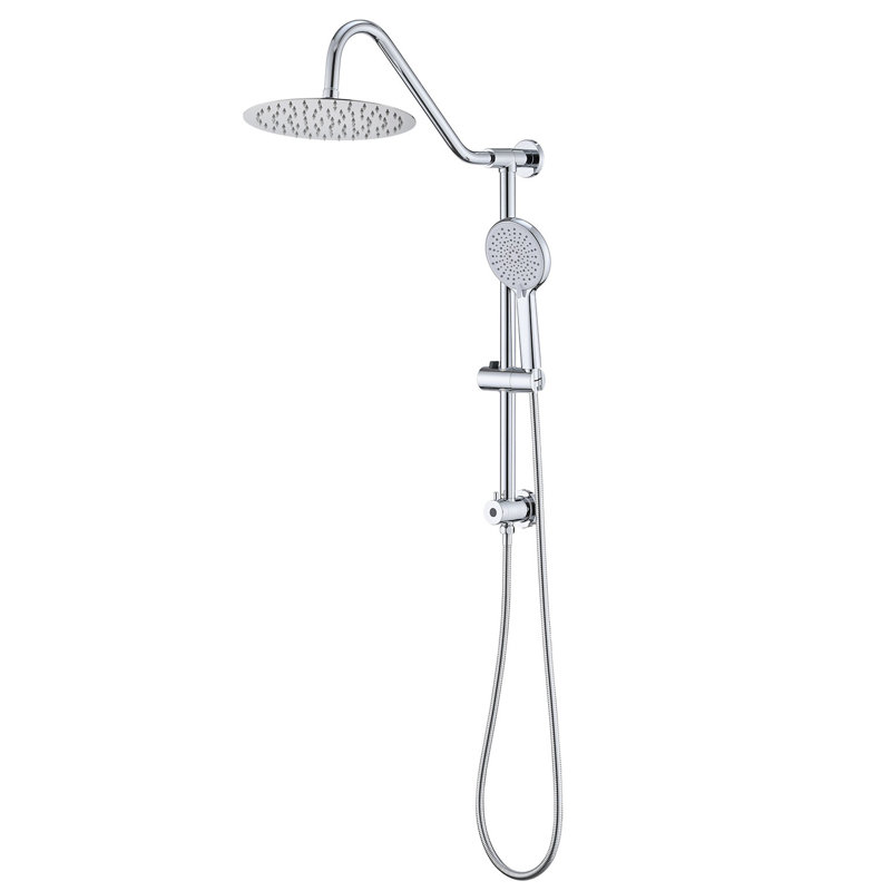 Système de douche mural avec pomme de pluie de 10 po et portatif - Métal, 3 modèles de jet, hauteur et angle réglables, contre les modes de fixation en métal contre la corrosion, barre coulissante, résistance, look contemporain