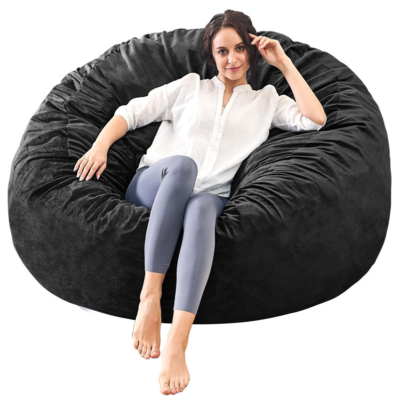 Fauteuil à billes en mousse à mémoire de forme avec housse amovible, H 33 po x l 33 po x P 24 po, Velours noir