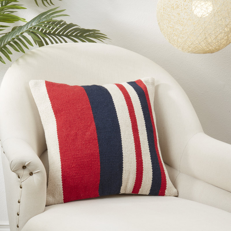 American Dream Stripe Cotton Throw Pillow, Multicolor, 18" x 18"