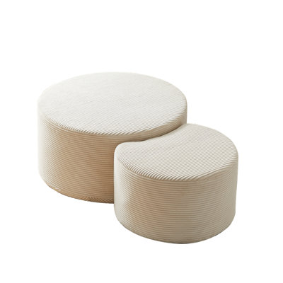 Nesting Coffee Table Set of 2,Upholstered Round Coffee Tables Set of 4 for Living Room, Modern Foam Round Coffee Table Side Table End Table Ottoman, No Assembly