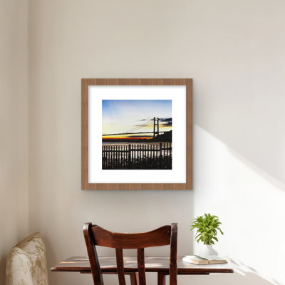 Bridge by Sunset - Blue Architecture Framed Matted Print