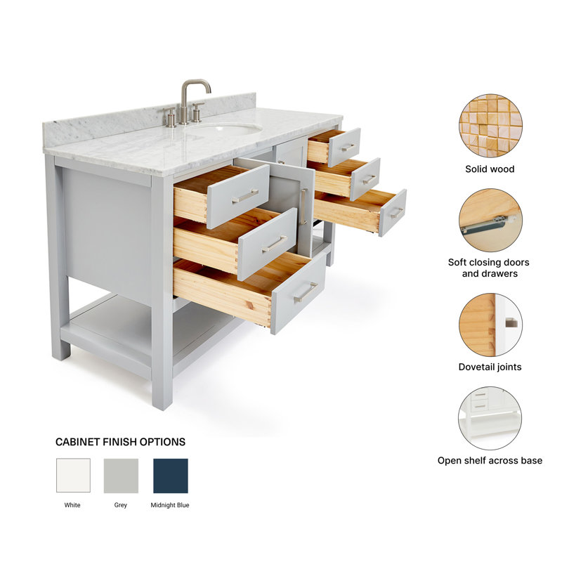 Magnolia Bath Vanity Rectangular Basin S061SCW2R, Oval, Gray, 61"