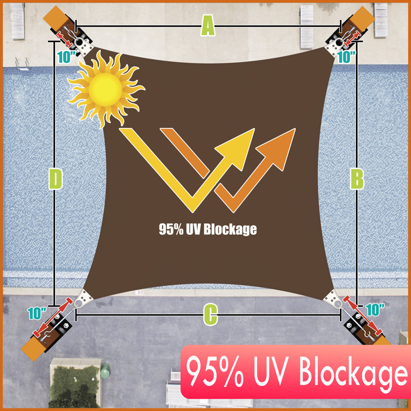 Voile d'ombrage carré renforcé, Brun, 12 pi x 12 pi