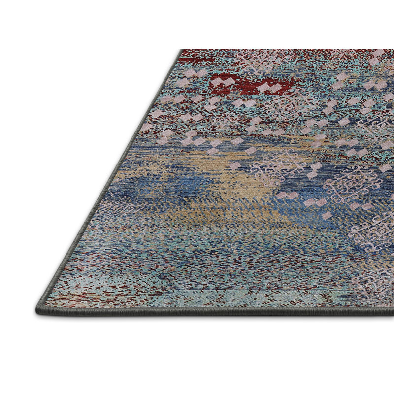 Tapis bleu / rouge Grenora, Tapis de couloir 2 pi x 5 pi