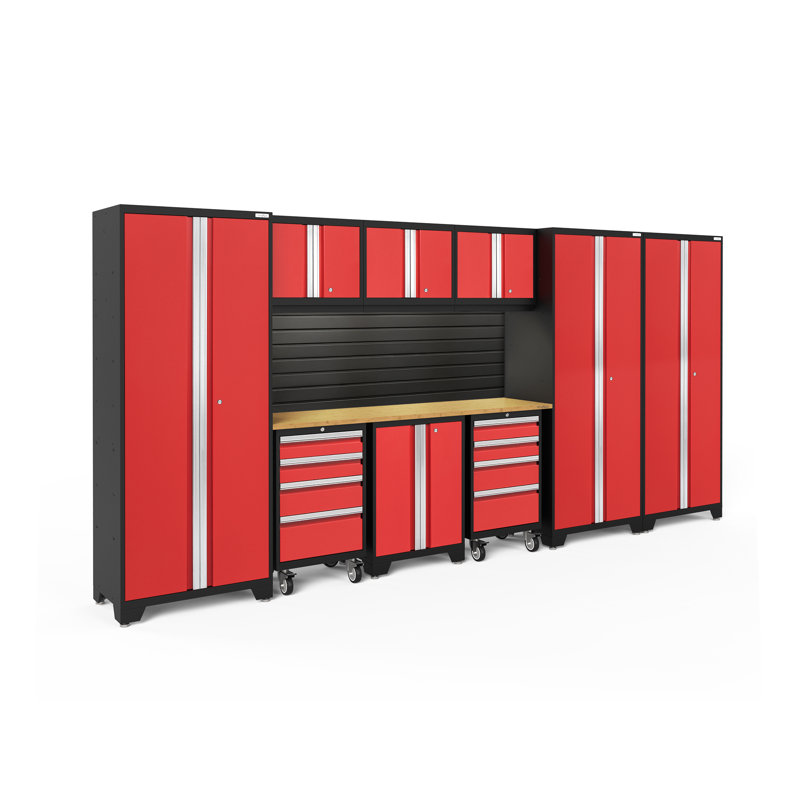 Ensemble de rangement complet 10 pièces Bold Series, Bambou, Lumière LED, Rouge / noir