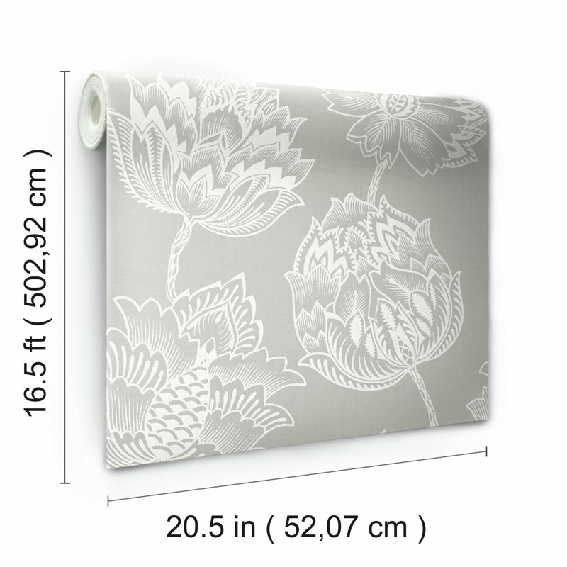 Rouleau de papier peint adhésif L 16,5 pi x l 20,5 po Alazea, Gris pâle