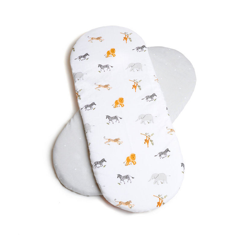 Jungle Dream 2 Pack Fitted Moses Basket Sheets - 74 x 30 cm