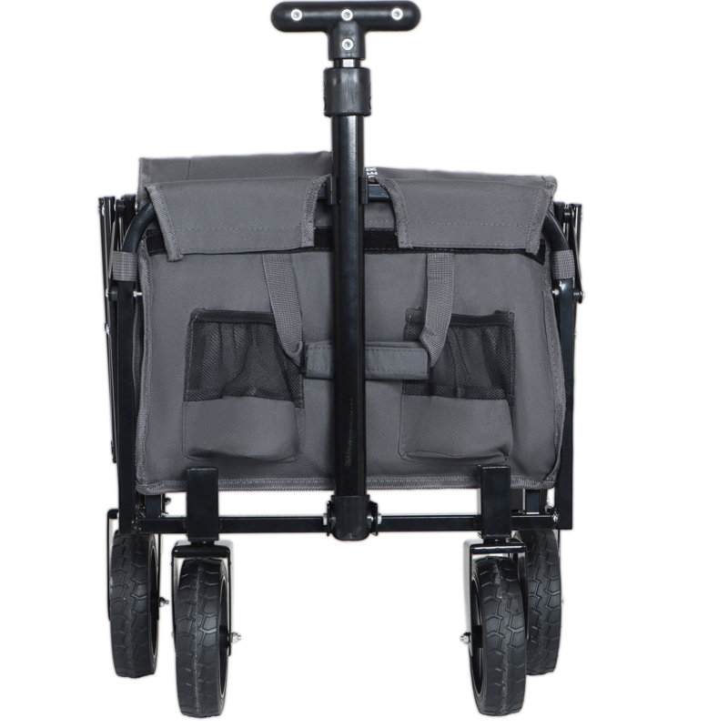 Expandable Dual-Layer Utility Wagon with 100% Extra Space - 225lbs Grocery Cart for Camping, Shopping, Sports, Gardening, Fishing, Gray
