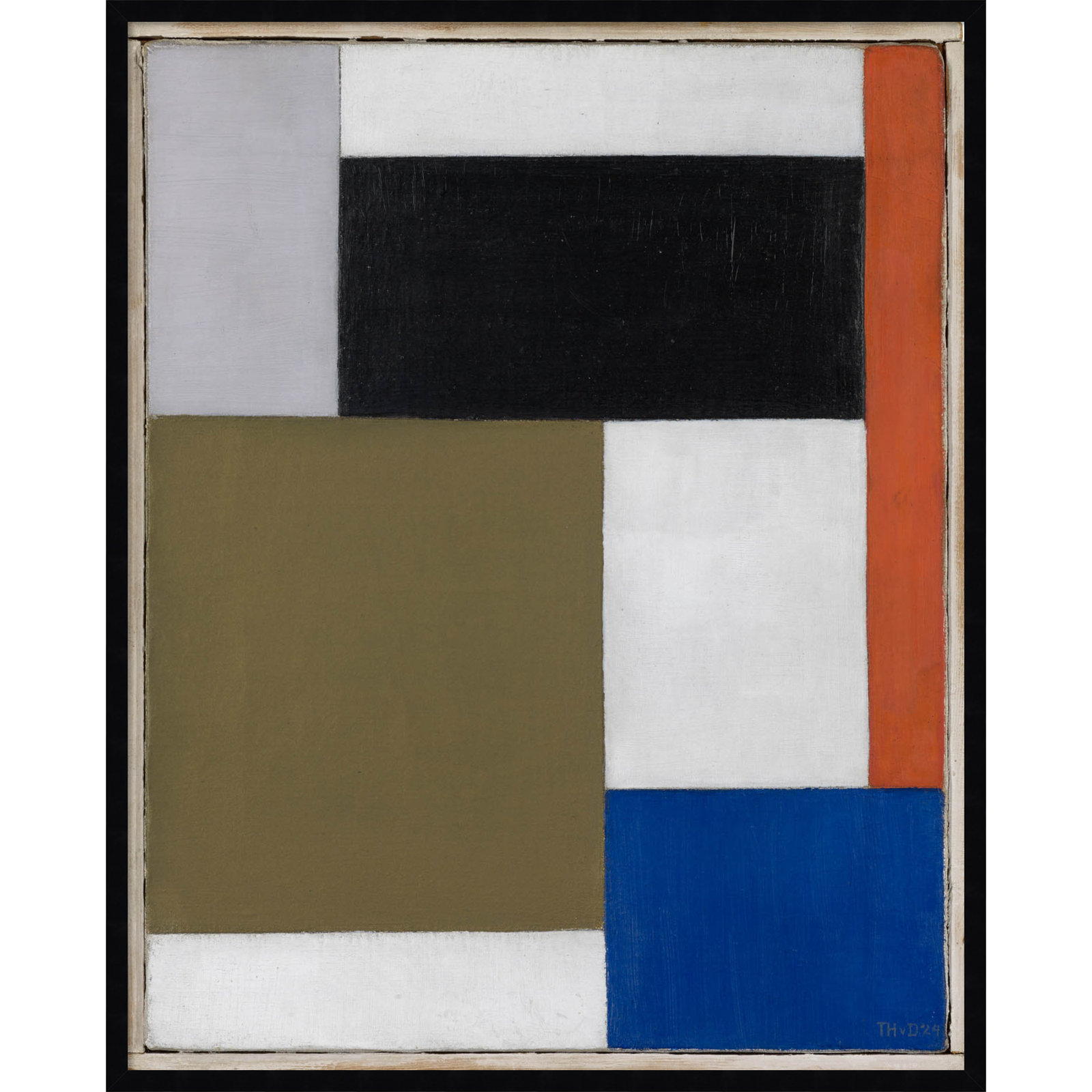 Composition by Theo Van Doesburg, Black Paper Framed, 17" H x 14" W