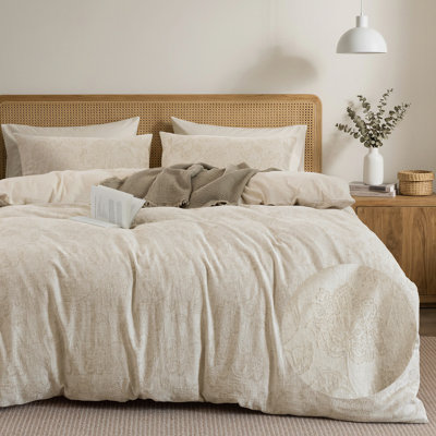 Ensemble de housse de couette en jacquard de coton et lin texturé