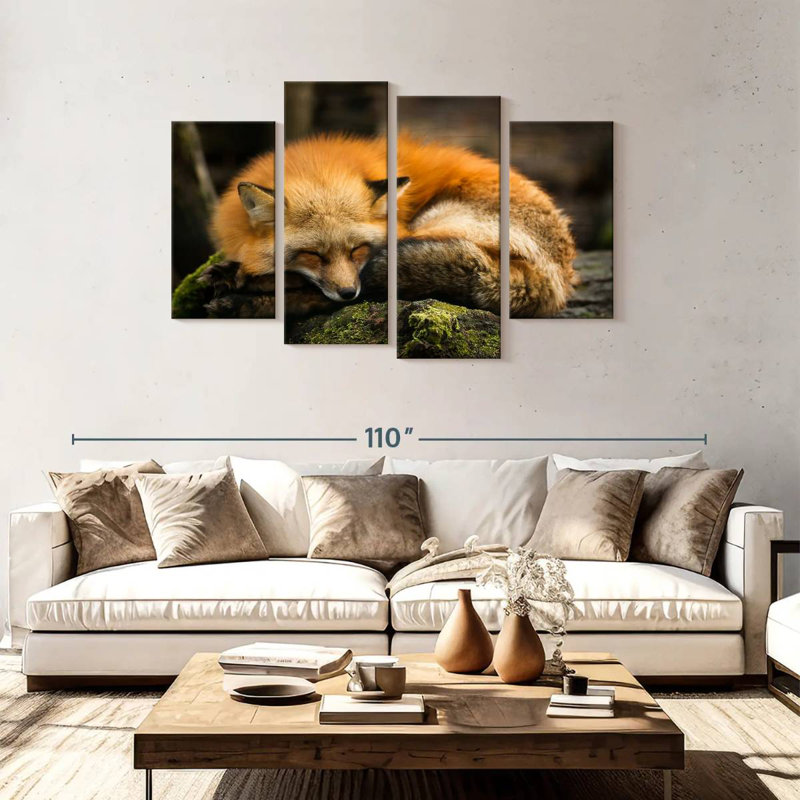 Brampt Sleeping Yellow Fox, 48" H x 75" W
