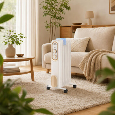 1500W Portable Oil Filled Radiator Heater, Adjustable Thermostat with Detachable Humidifying Tank, Overheat & Tip-Over Protection for Indoor Use