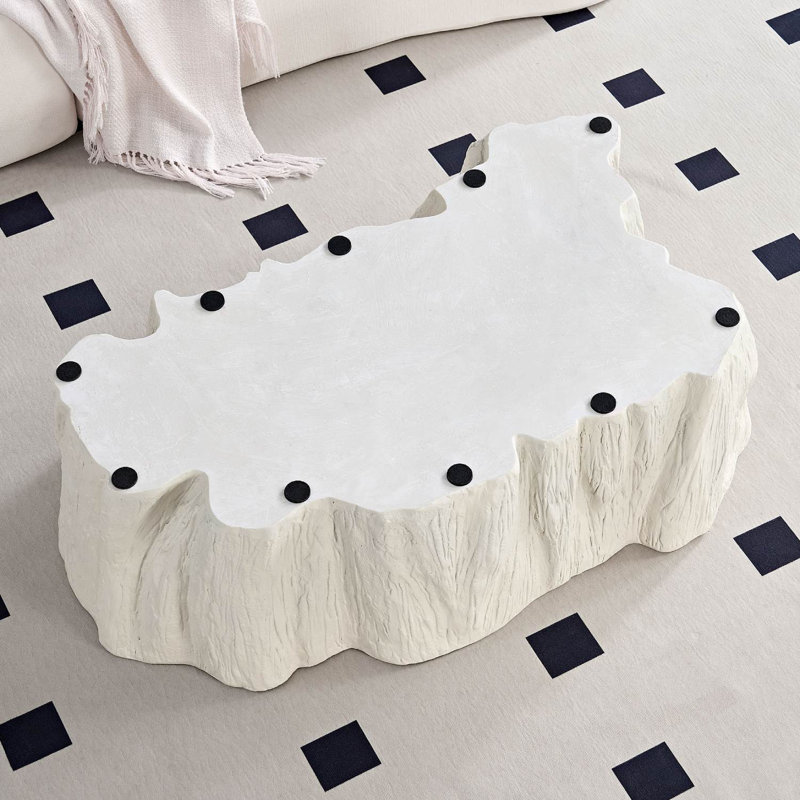 48.62" Unique Shaped Coffee Table, Beige