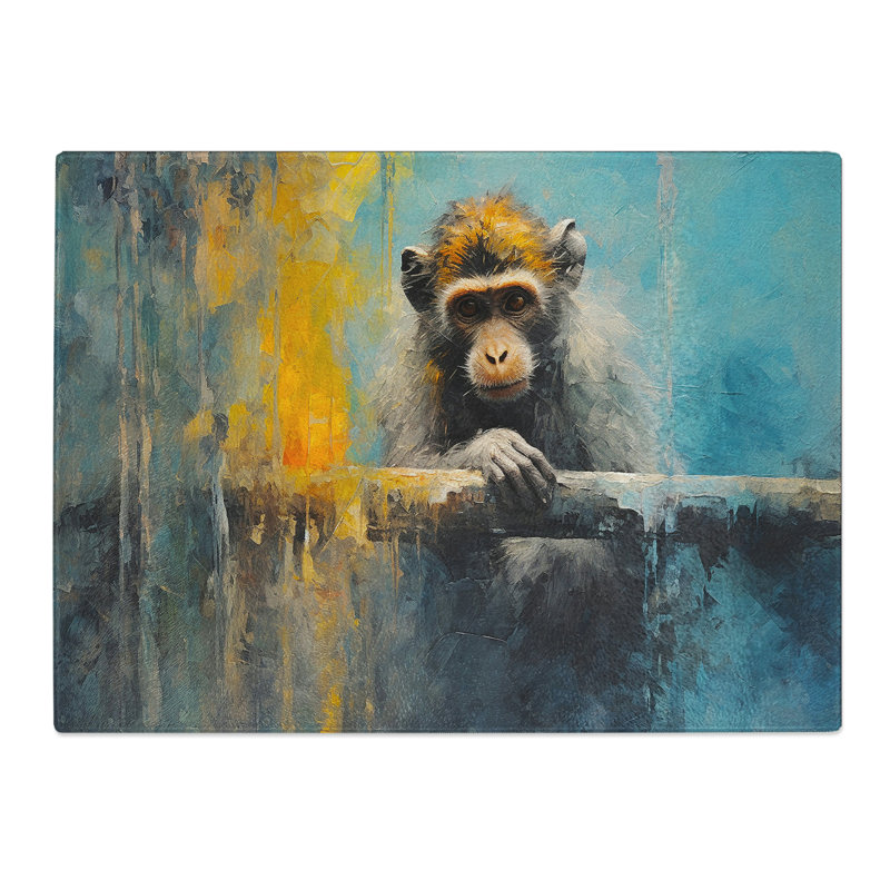 Monkey Impressionism No.2  Glass Chopping Board