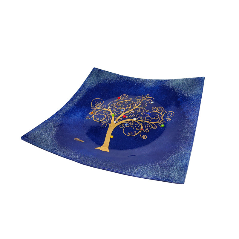 Clinkscales Glass Decorative Plate 1, Blue, 2cm H x 38cm W x 38cm D