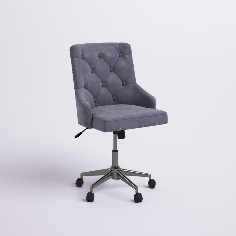 Chaise de travail Shenfield, Velours gris foncé