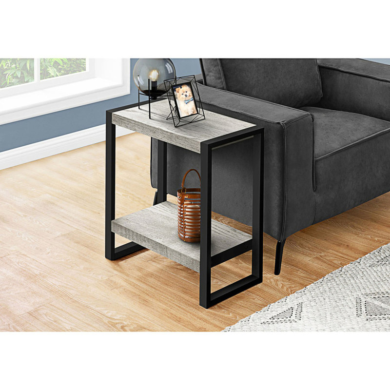 Table de chevet industrielle avec tablette, petite table de chevet, Gris