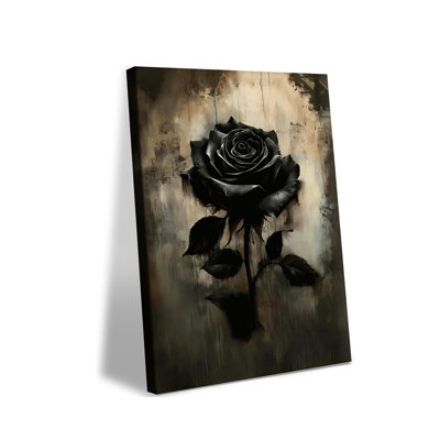 Black Rose Canvas Wall Art, Gothic Dark Aesthetic Printed Wall Decor, Vintage Dark Floral Canvas Poster Artwork for Bedroom,Living Room,Home Decor 12x16 Inches