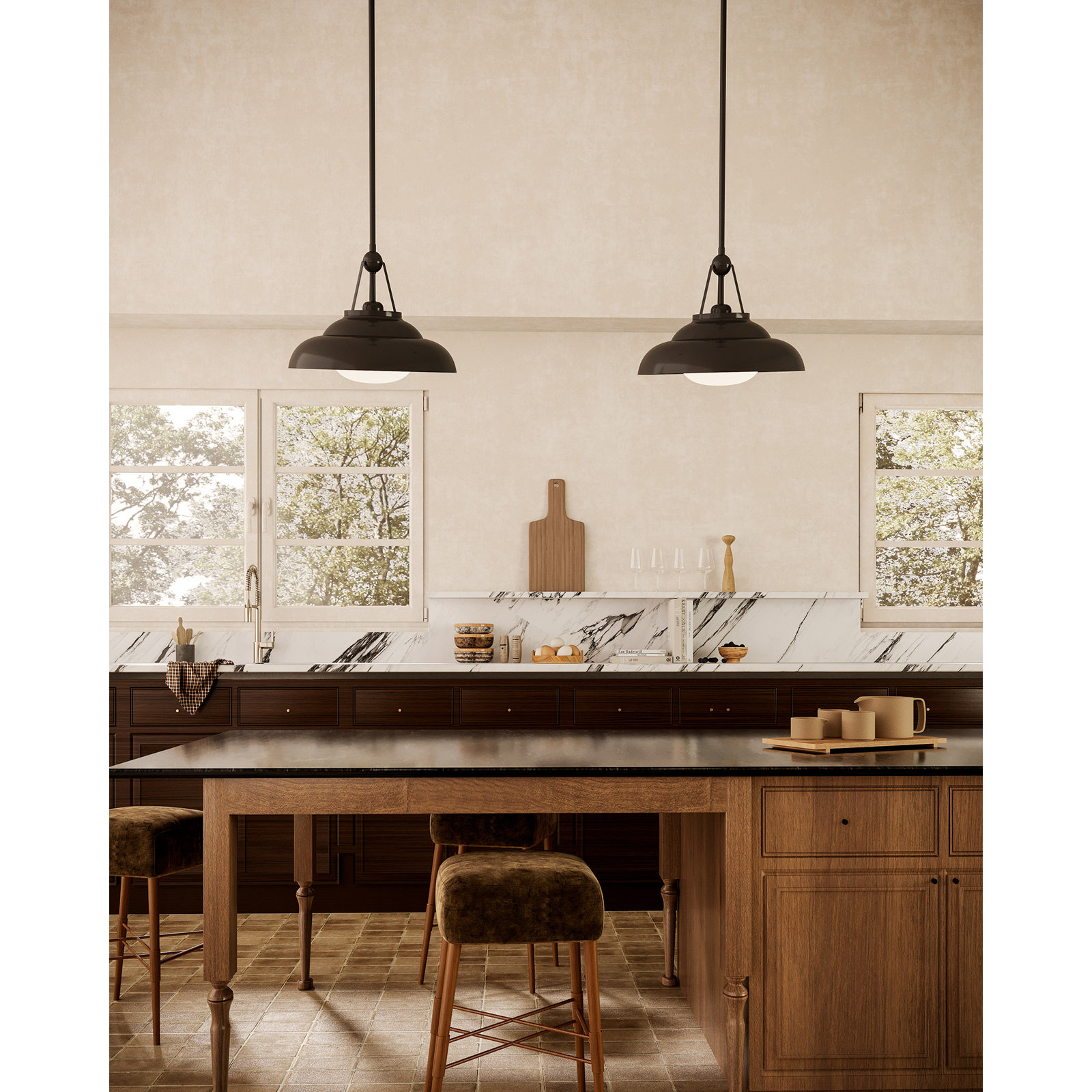 Palmetto Single Light Steel Pendant, Urban Bronze, 11.63" H x 14.5" W x 14.5" D