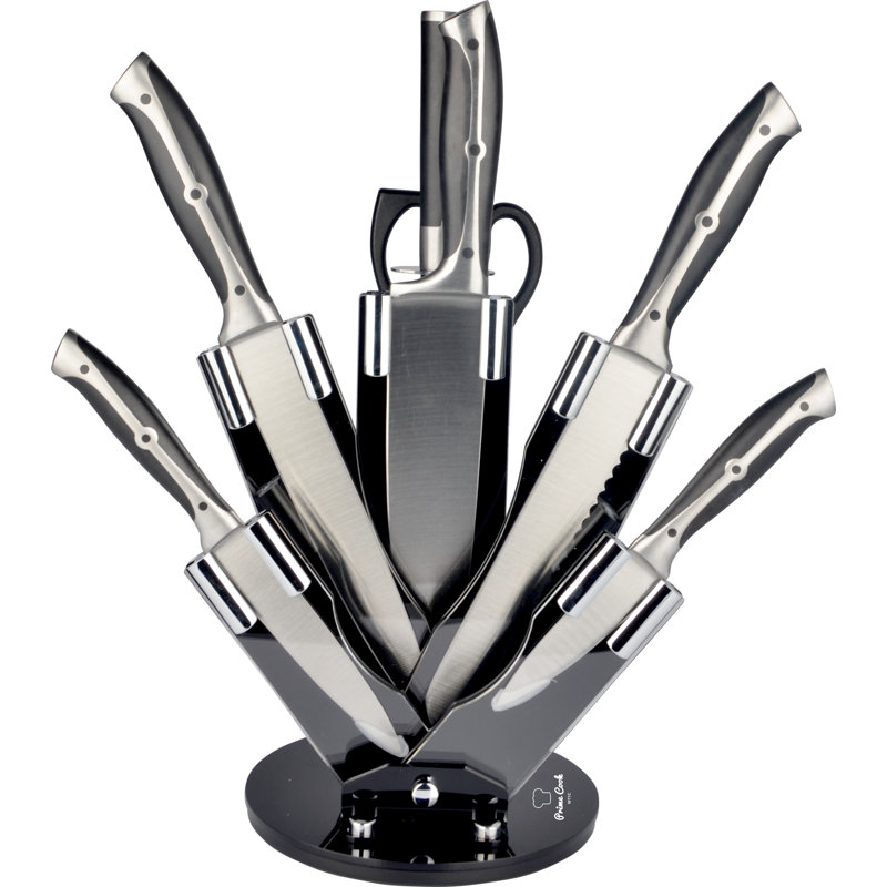 Prime Cook 8 Piece Stainless Steel Knife Block Set