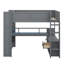 Lit mezzanine en bois pleine grandeur pour jouer, livré avec un bureau, plusieurs tablettes de rangement et une zone de chargement