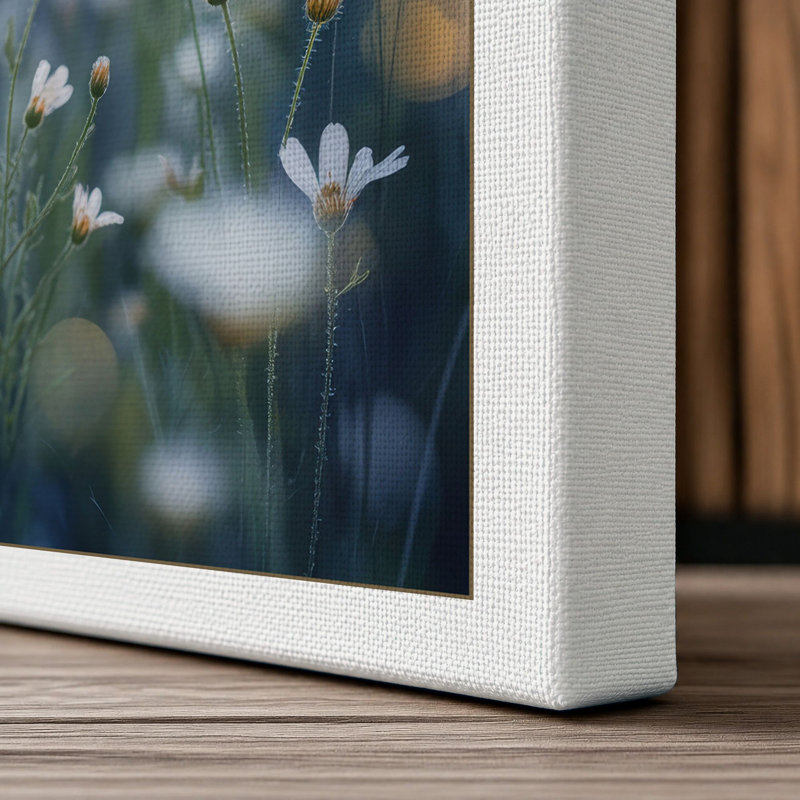 Daisy in Light Botanical 1 Piece Wrapped Canvas Wall Art, 36x24 - 91.4 x 61.0 cm, White Border
