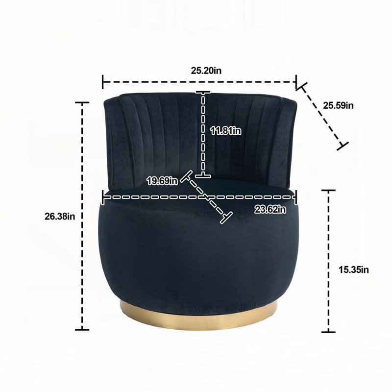 Fauteuil demi-tonneau Accent, Velours noir
