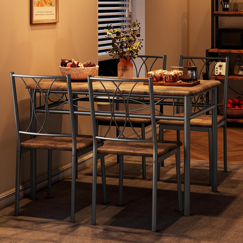 4 - Person Dining Set, Brown, Brown