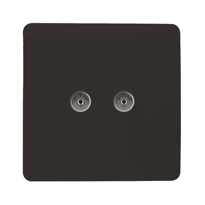 Trendi Switch 2 Gang Female Co-Axial Television Socket, Dark Brown