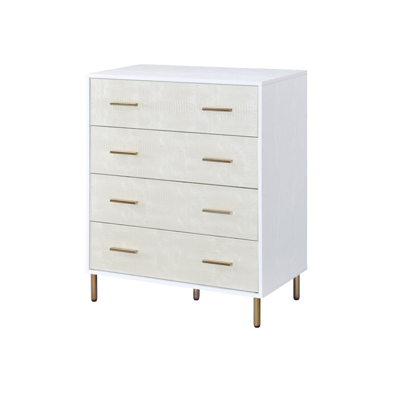 Demetrus 4-Drawer Rectangular Chest, Champagne/White