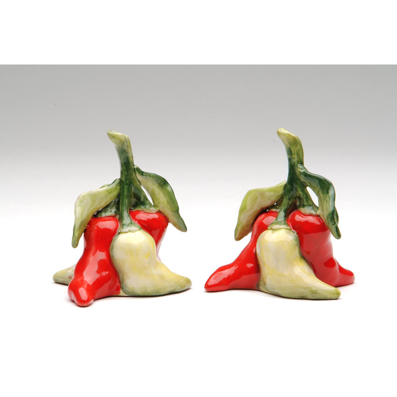 Farmhouse Red Ceramic Chili Pepper Salt and Pepper Shakers