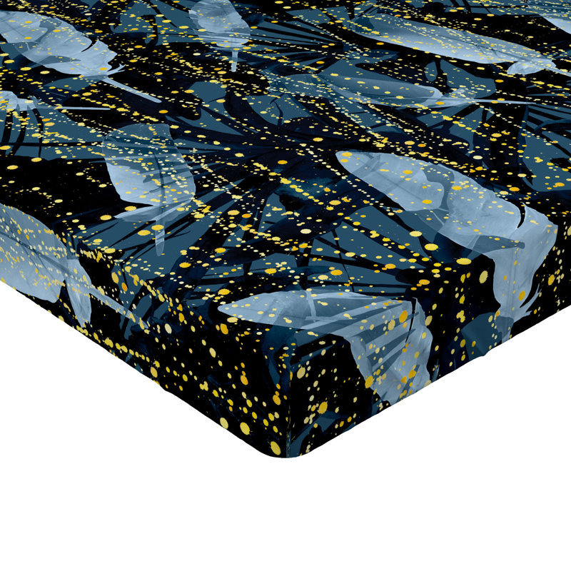 Drap-housse Ambesonne, Drap-housse de taille simple, Moutarde, bleu ciel pâle, bleu / abstrait