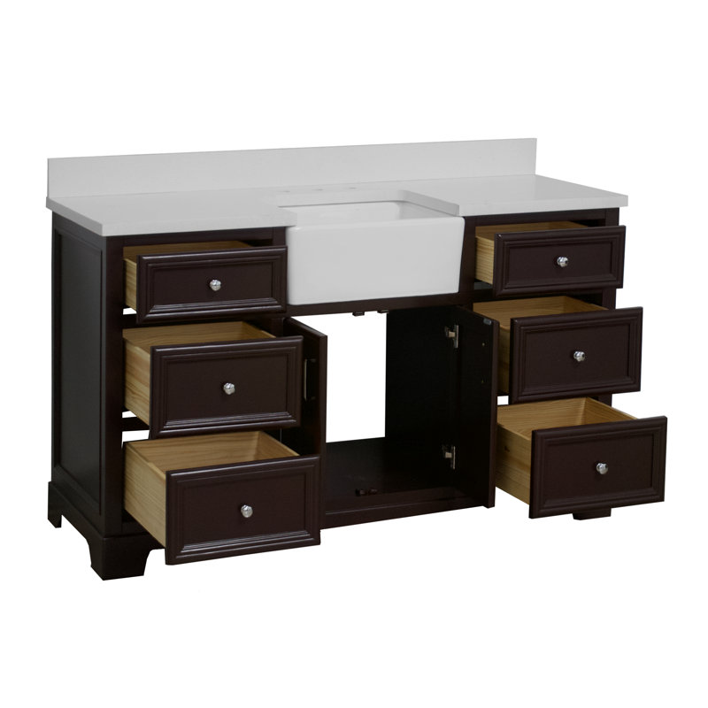 Emiliano 60" Single Bathroom Vanity Set, Chocolate, Quartz