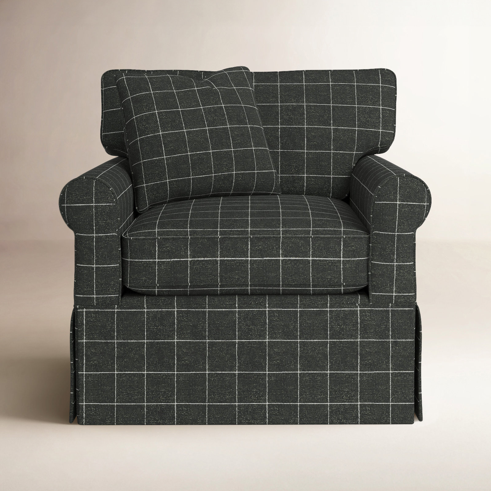 Reta Upholstered Armchair, Savane 45 Charcoal Plaid