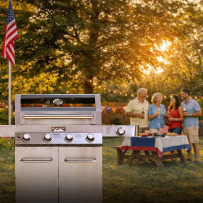 🎖️Big  SALE🍗Monument Grills 41847NG Clearview Stainless Steel 4+1 Burner Gas Grill with Side Burner, Convertible Propane & Natural Gas, Easy Clean, 723 Sq. In. 🔥– Ideal for Family BBQs🥩