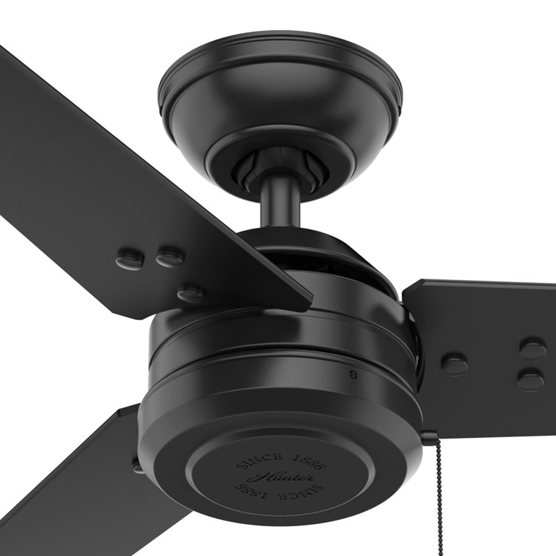 Ventilateur de plafond d'extérieur standard à 3 pales 44 "avec chaînette Cassius, Noir mat
